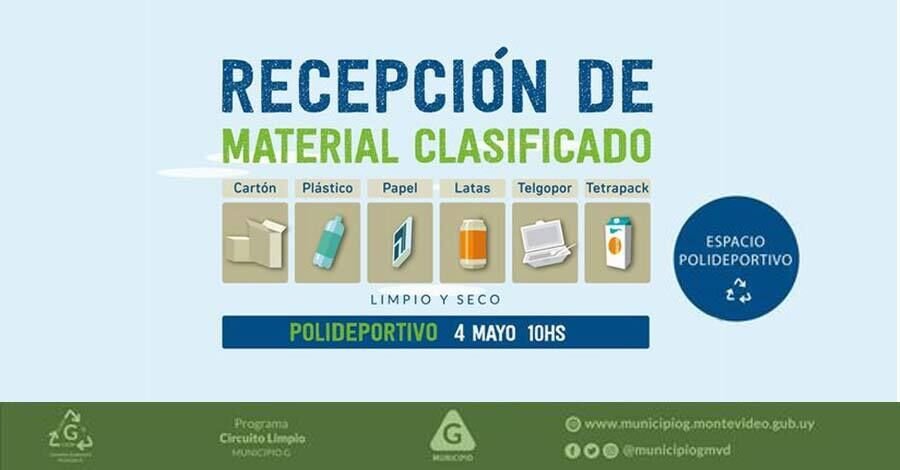 Recepción de material reciclado en el Espacio Polideportivo Municipio G