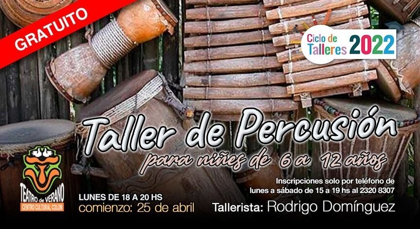 Taller de Percusión para niños/as de 6 a 12 años