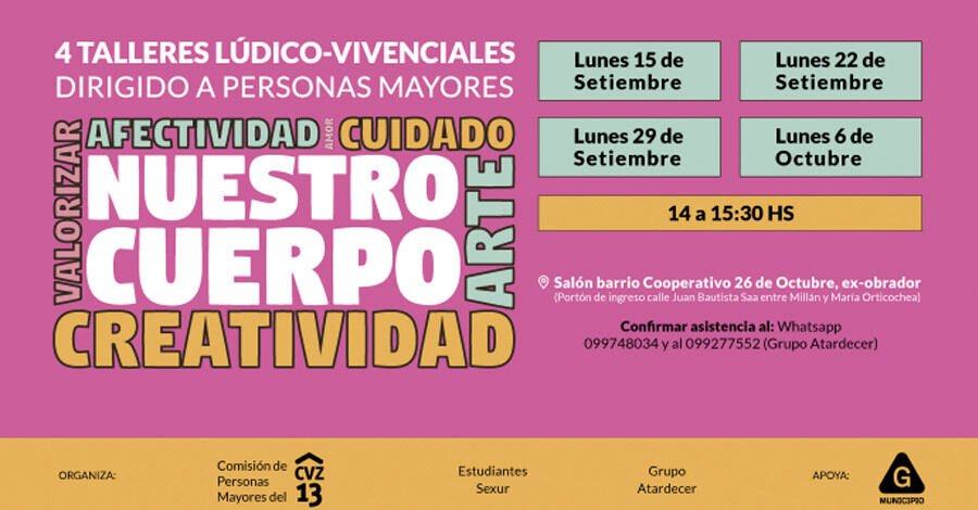 Talleres lúdico-vivenciales para personas mayores en el Salón barrio Cooperativo 26 de Octubre