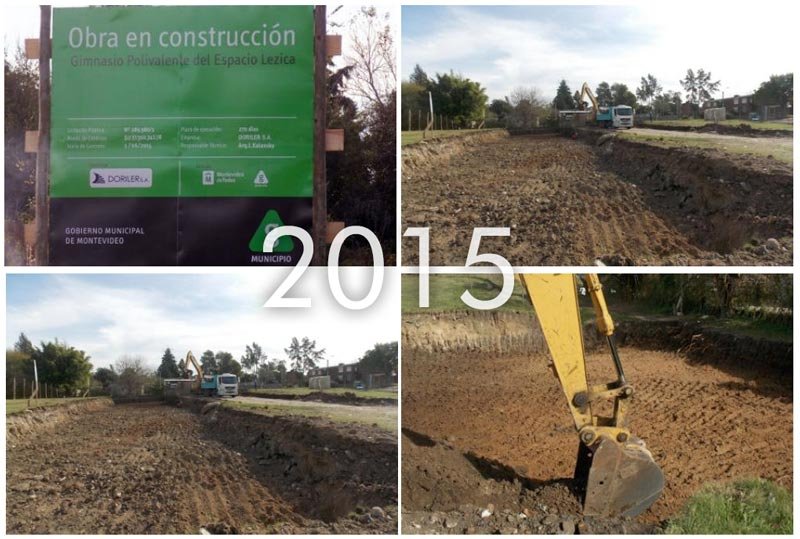 Año 2015 comienzo de la obra Gimnasio Polivalente Espacio Lezica