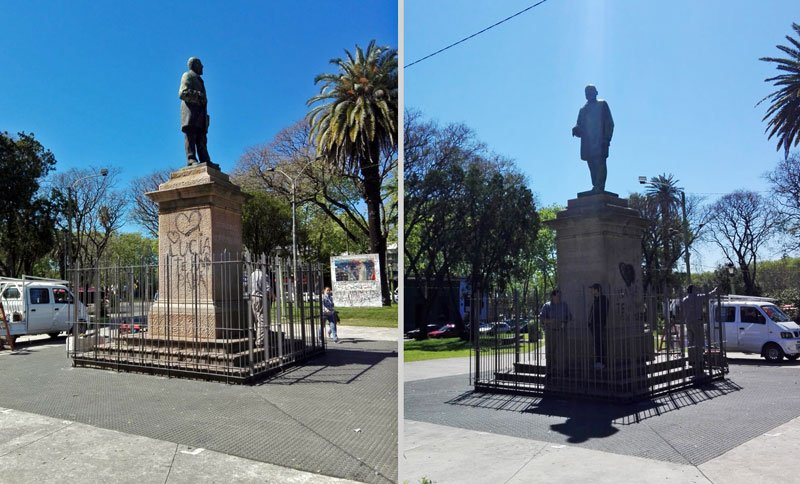 Rejas alrededor del monumento a Francisco Vidiella - Plaza Vidiella - Barrio Colón