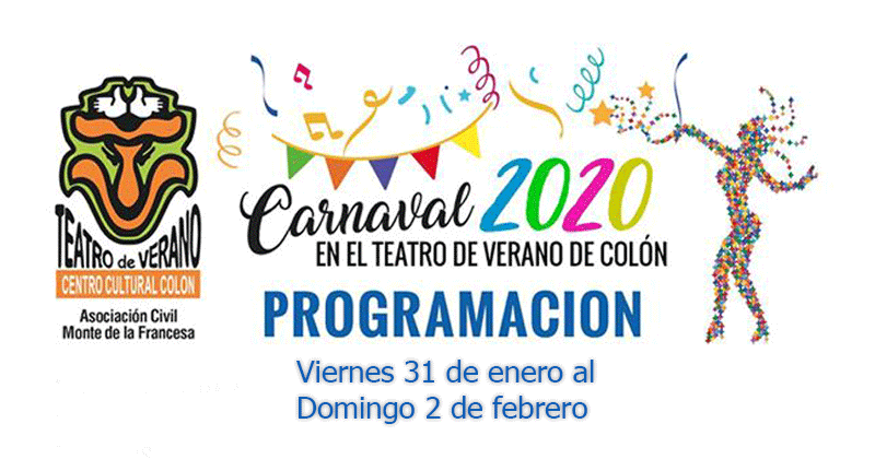 Programacion carnaval 2020 del 31 al 2 de febrero
