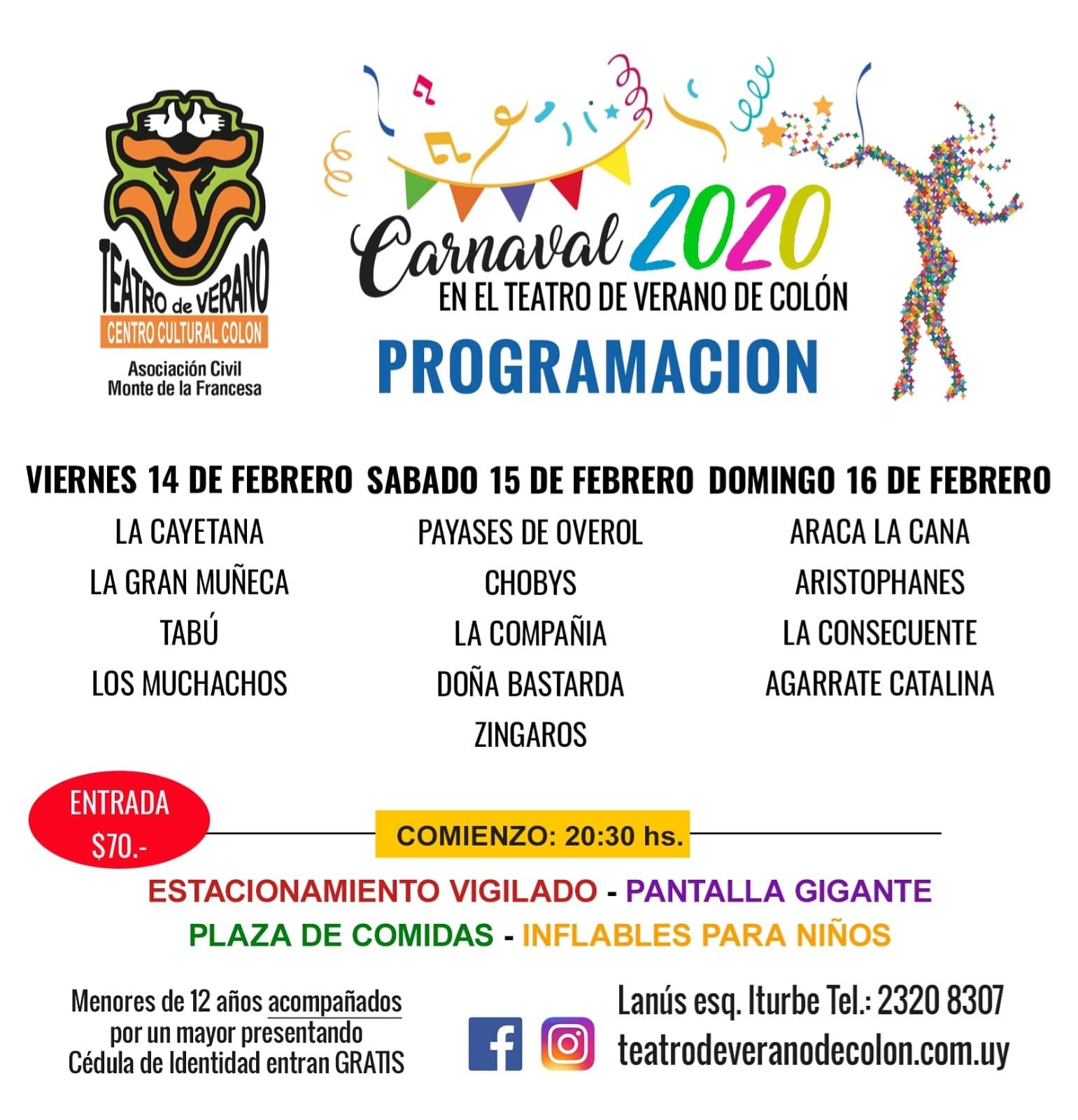 afiche de programacion viernes 14 sabado 15 y domingo 16