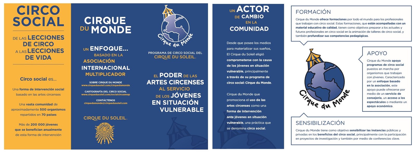 Folleto Cirque du Monde Circo Social