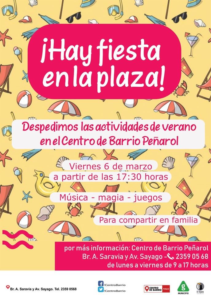 afiche fiesta en el centro de barrio 2020